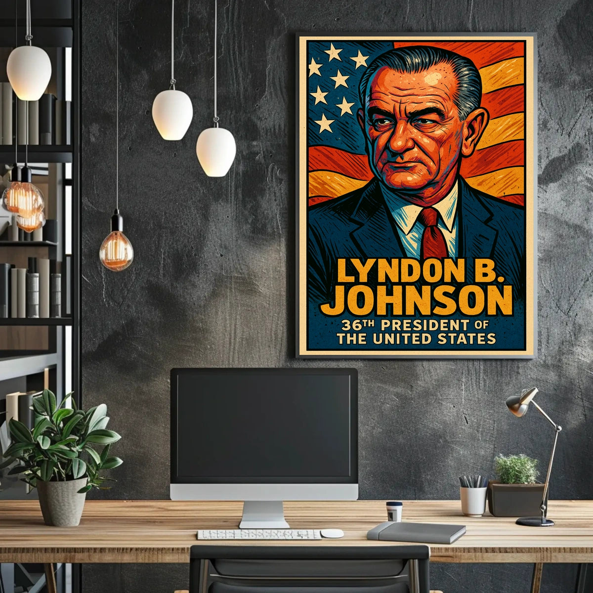 Lyndon B Johnson 36th President Poster Wall Art Decor