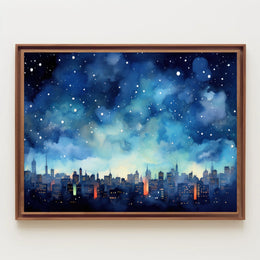Starry Night Over the City Poster