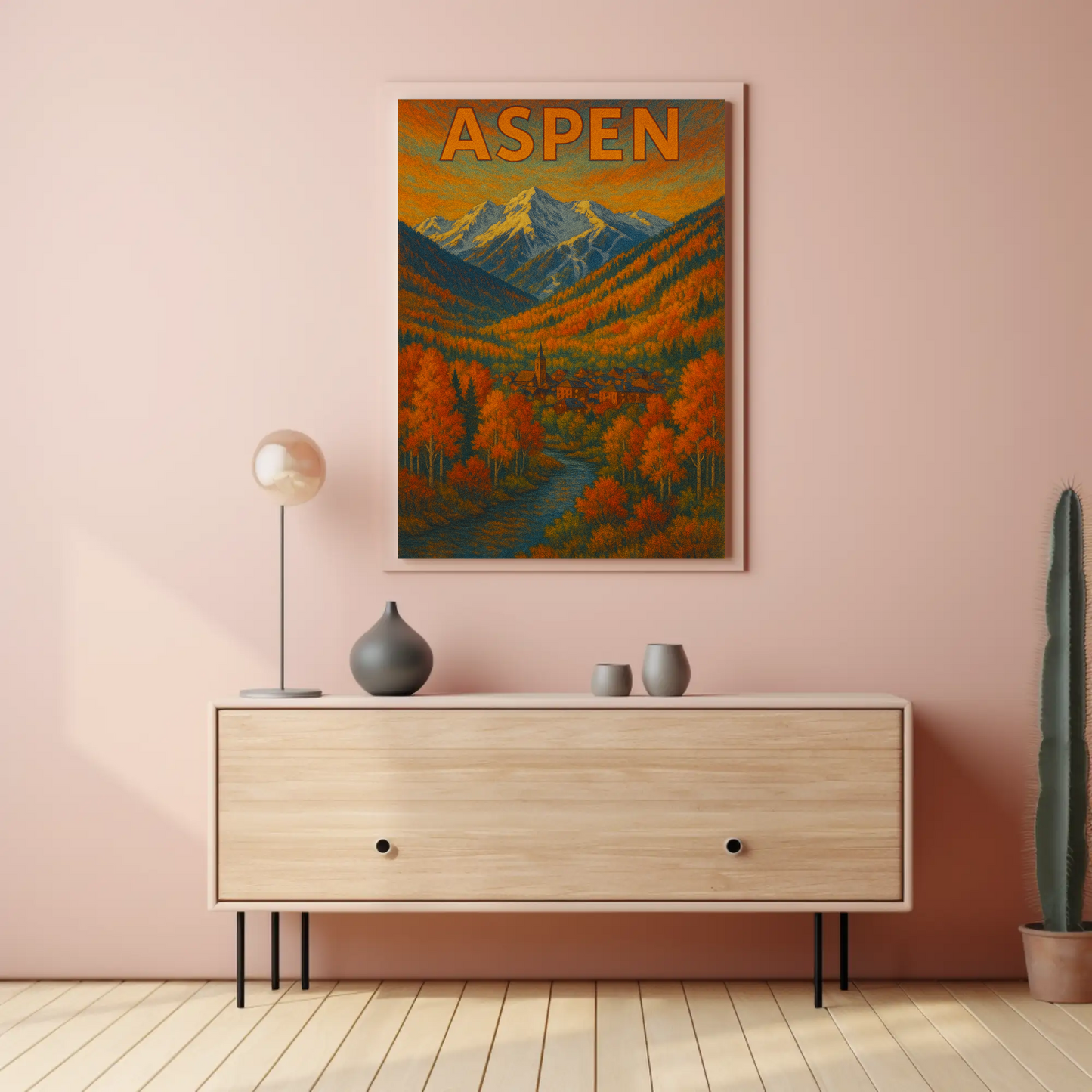 Aspen Autumn Mountain Town Travel Poster