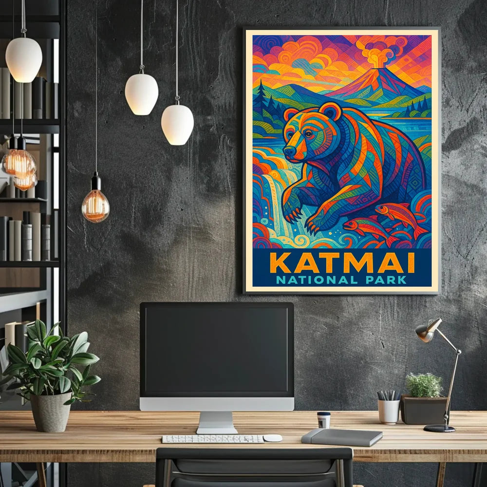 Artistic Katmai Bear: Katmai National Park Travel Poster