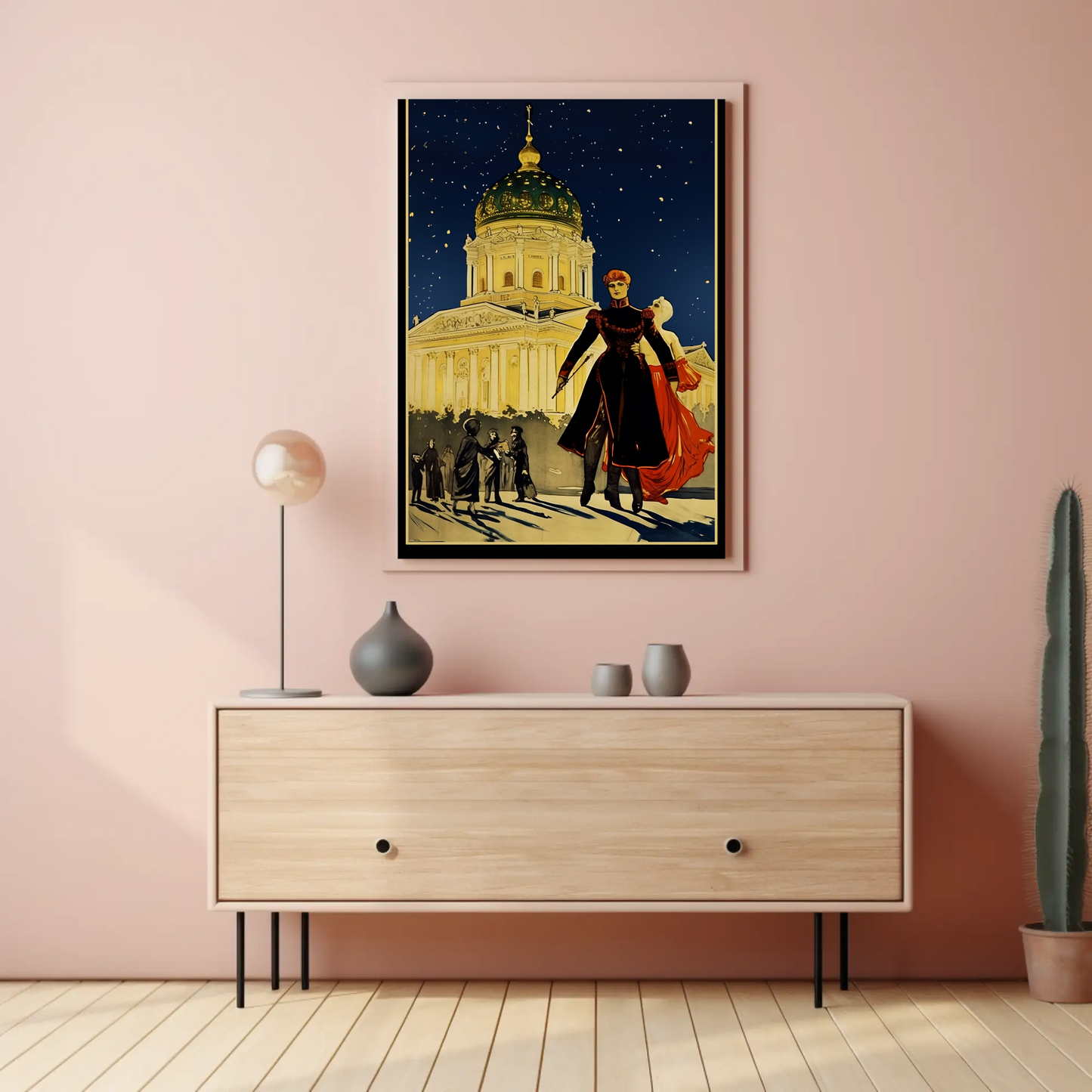 Cathedral Square Berlin Winter Night Scene Travel Poster