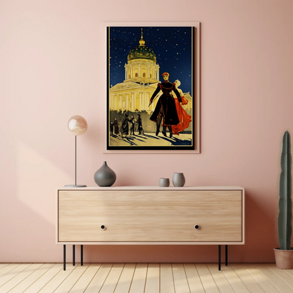Cathedral Square Berlin Winter Night Scene Travel Poster