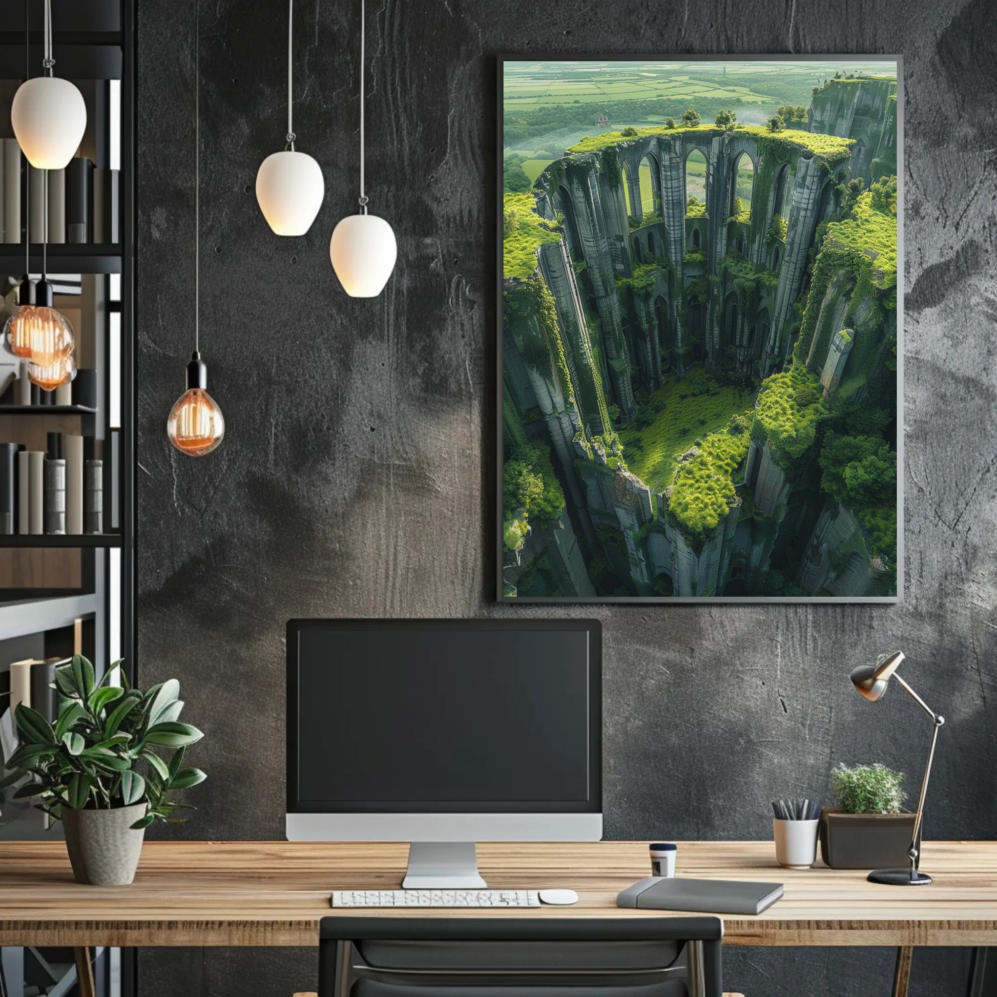 Nature Reclaims Gothic Cathedral Fantasy Art Poster PosterGoat