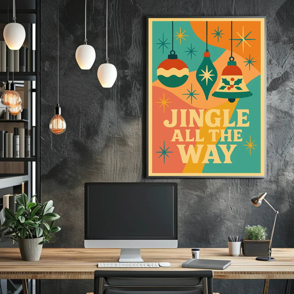 Festive Christmas Ornaments Retro Design Abstract Artistic Poster