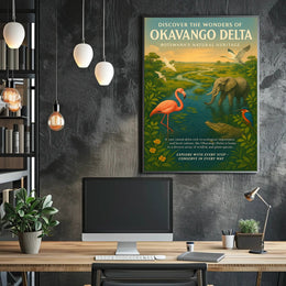 Okavango Delta Scenic Poster Vintage Travel Print