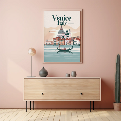 Venice Gondolas Italy Romantic Grand Canal Travel Poster