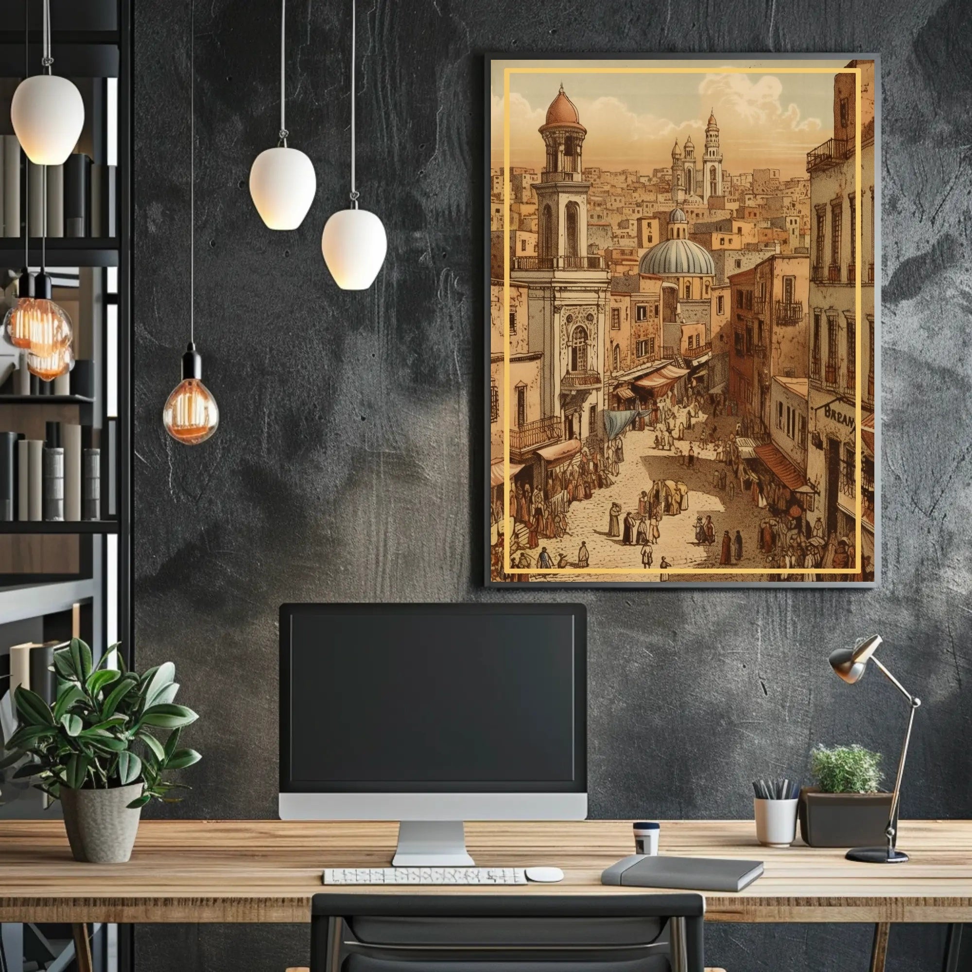 Bustling Market Street Poster