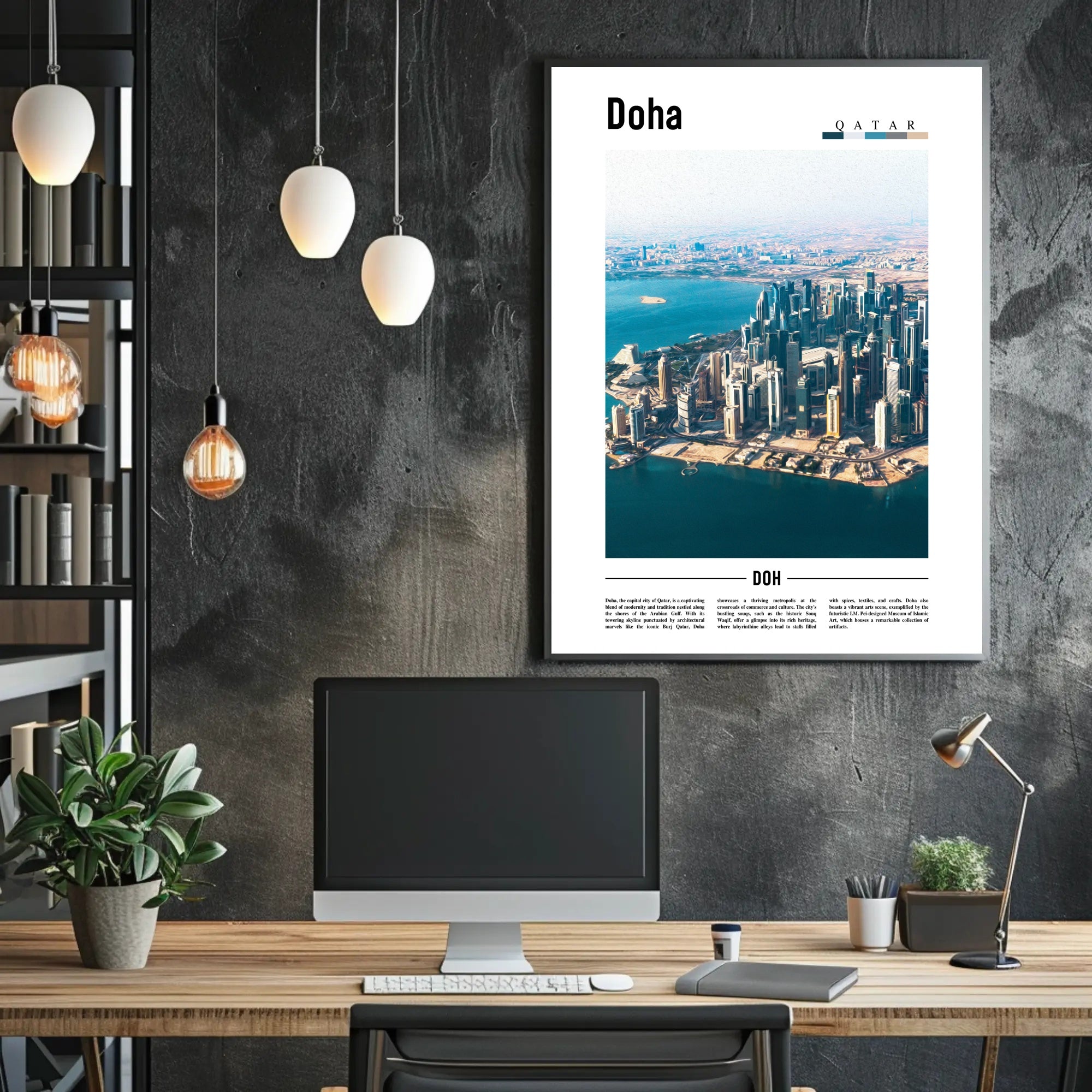 Doha Cityscape Vibrance: Modern Architecture and Culture Urban or Cityscape Poster PosterGoat