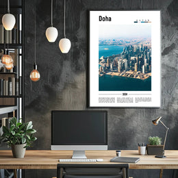 Doha Cityscape Vibrance: Modern Architecture and Culture Urban or Cityscape Poster PosterGoat