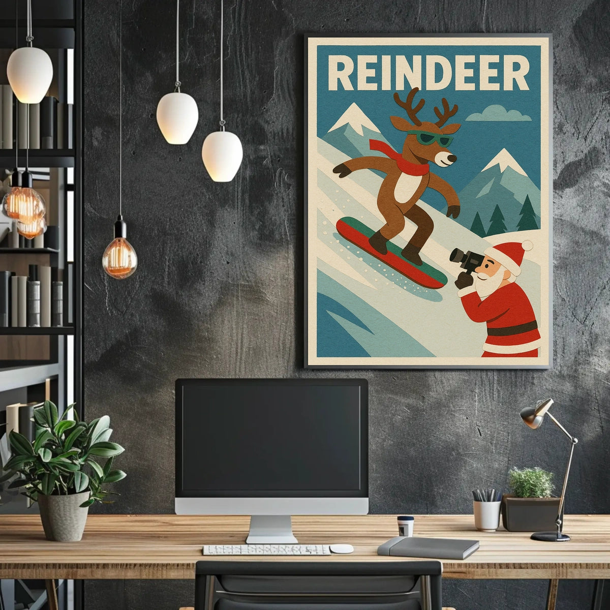 Reindeer On The Slopes Poster