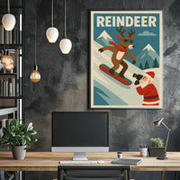 Reindeer On The Slopes Poster