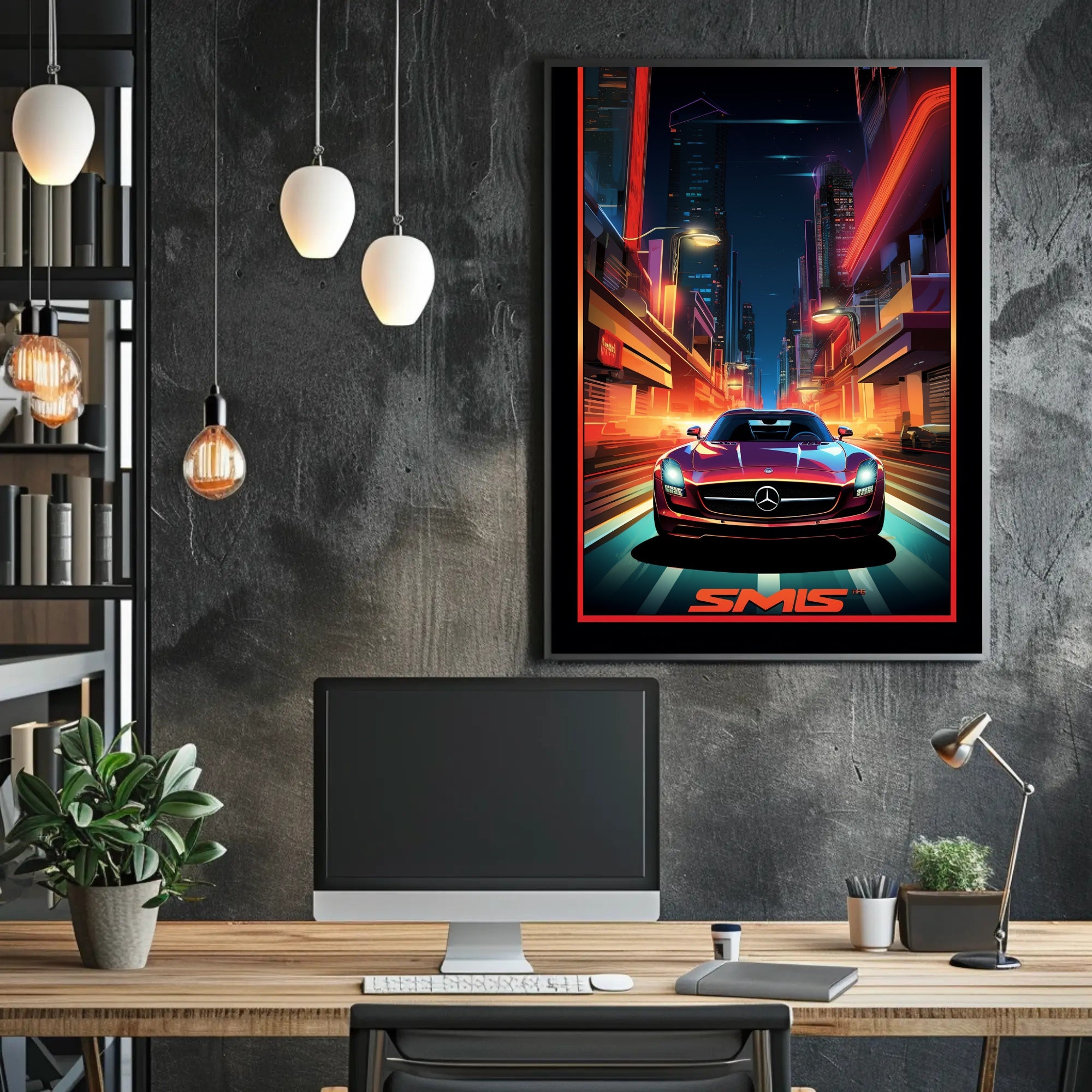 Neon Nights Drive Poster PosterGoat