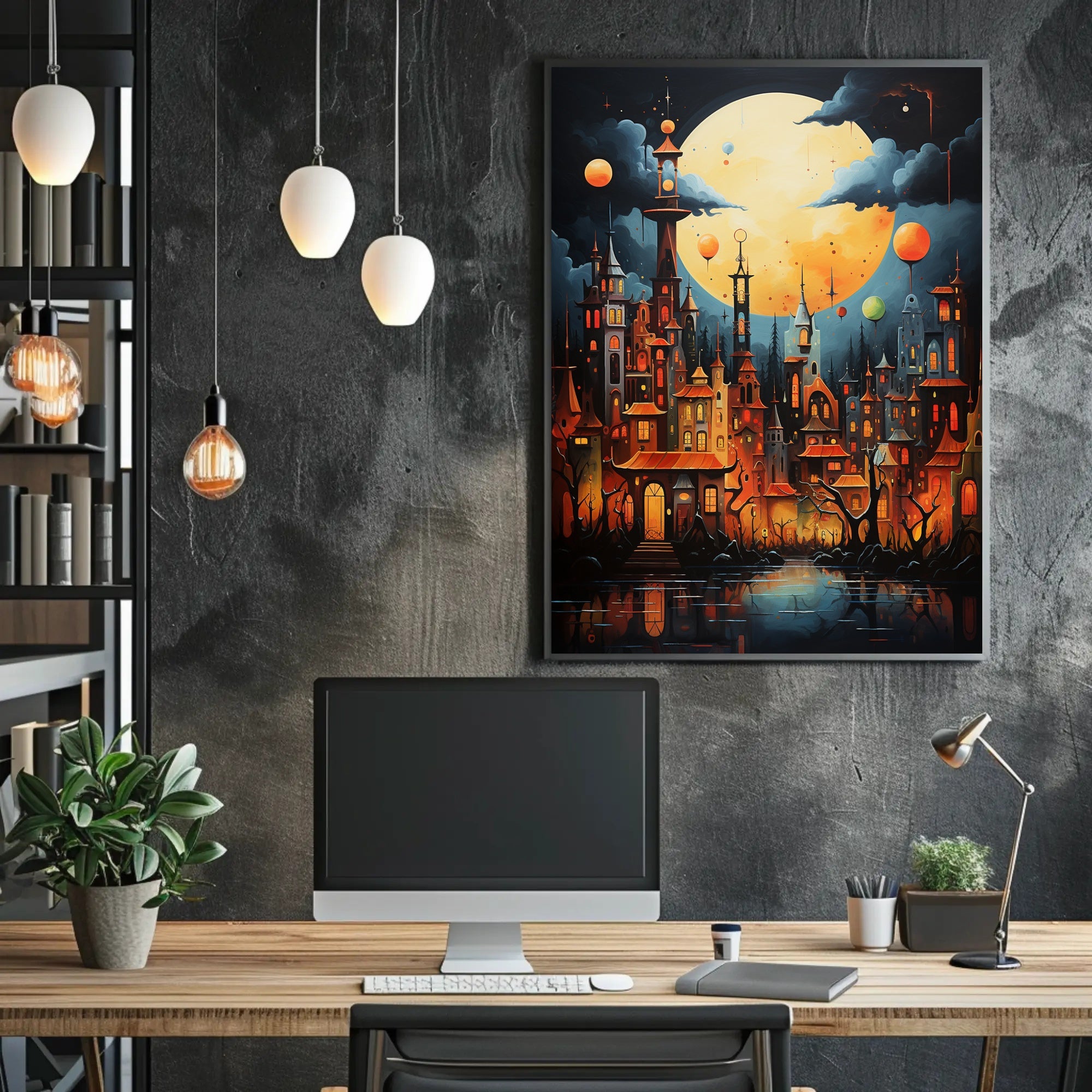 Enchanted Moonlit Cityscape Poster