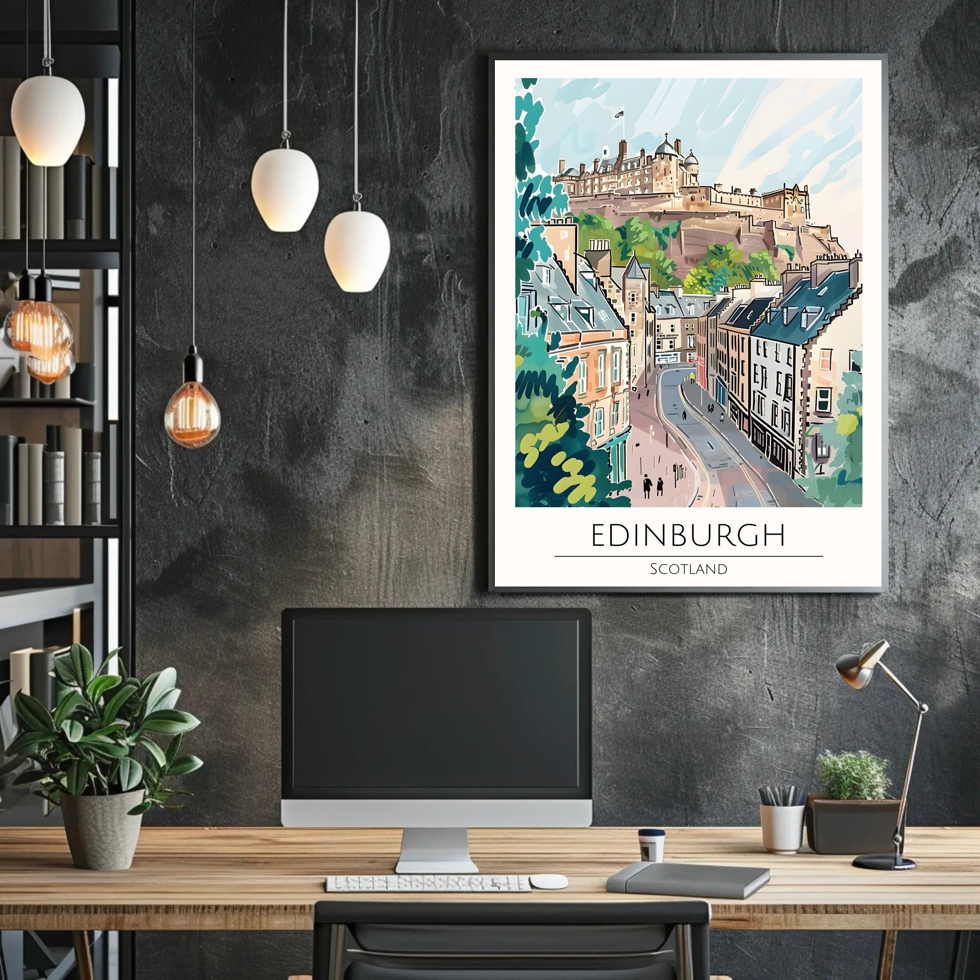Edinburgh Scenic Illustration Poster PosterGoat