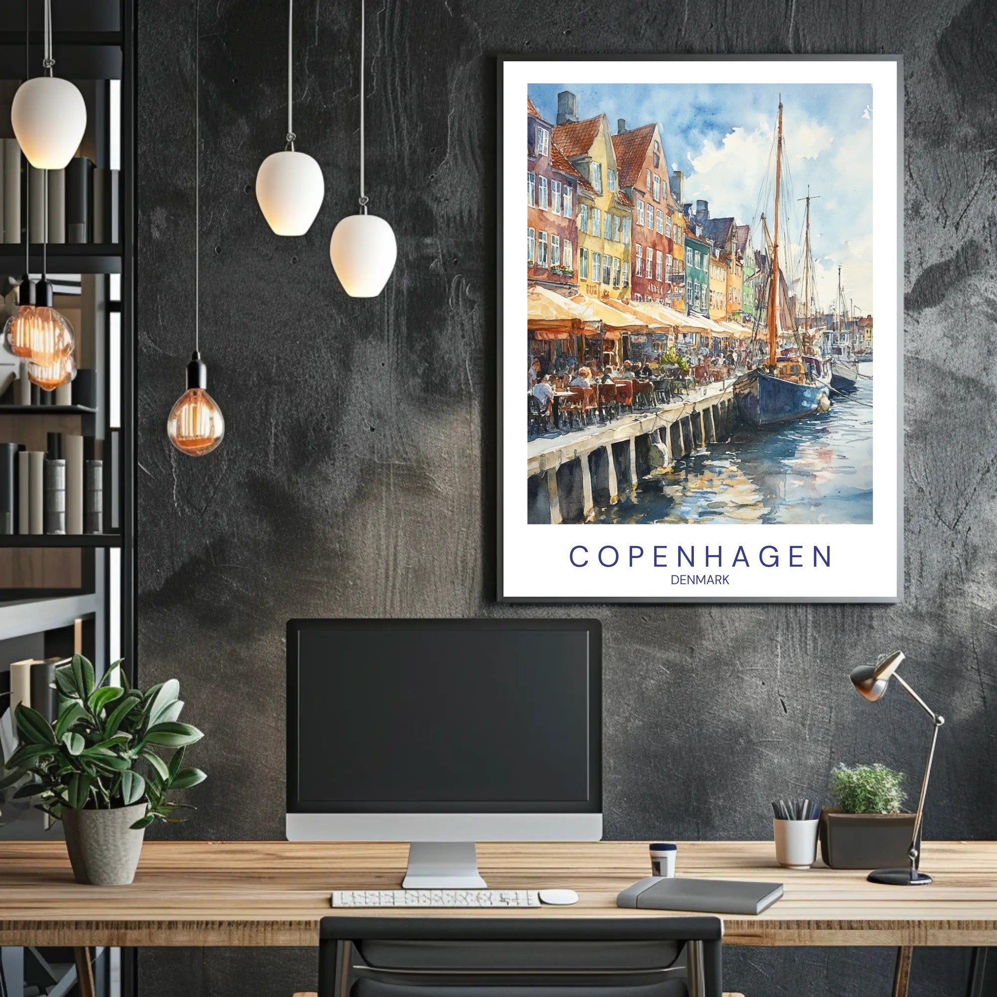 Copenhagen Waterfront Scene Poster PosterGoat