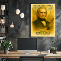 James K. Polk 11th President of the United States Vintage Watercolor Poster