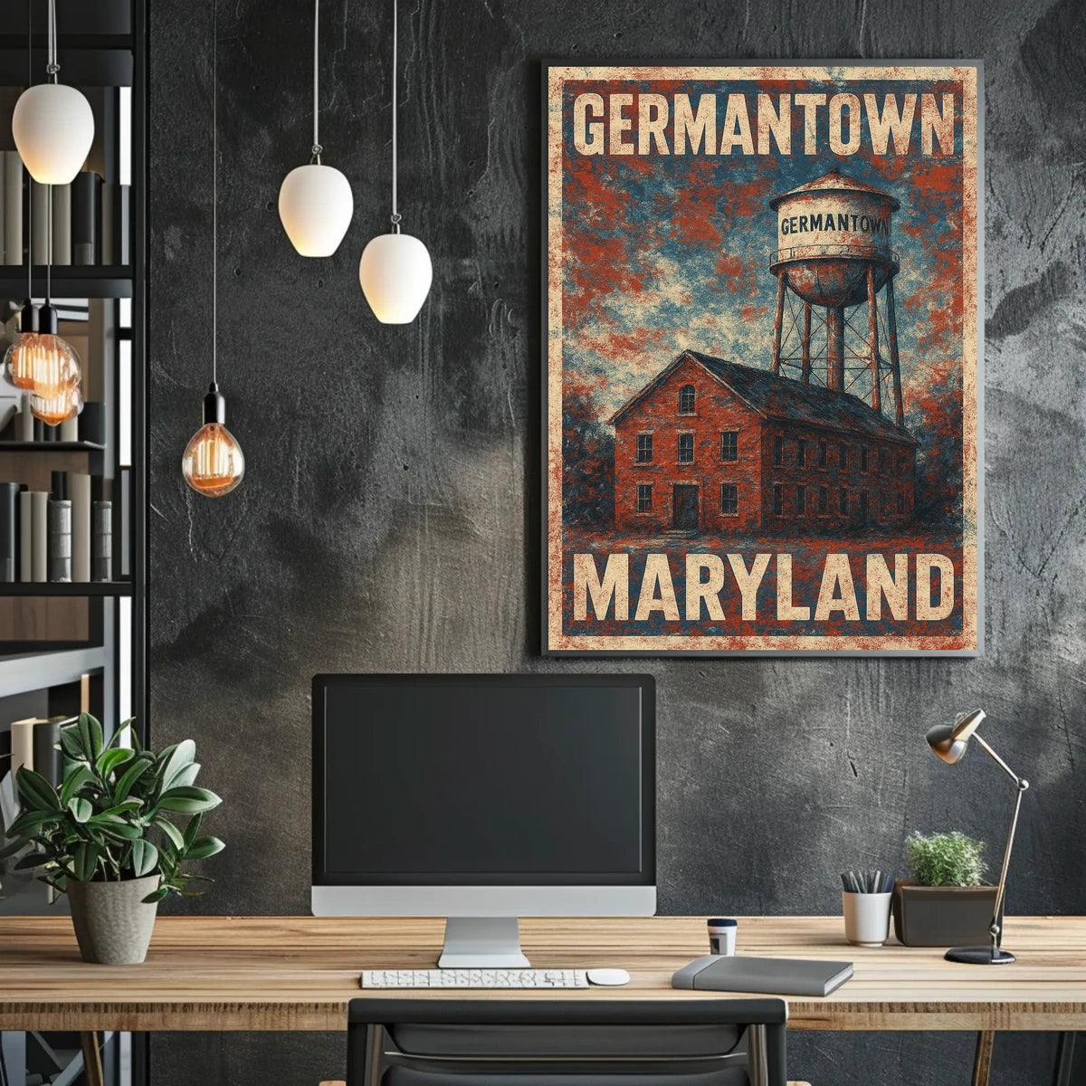 Germantown Maryland Scenic Map Inspired Poster