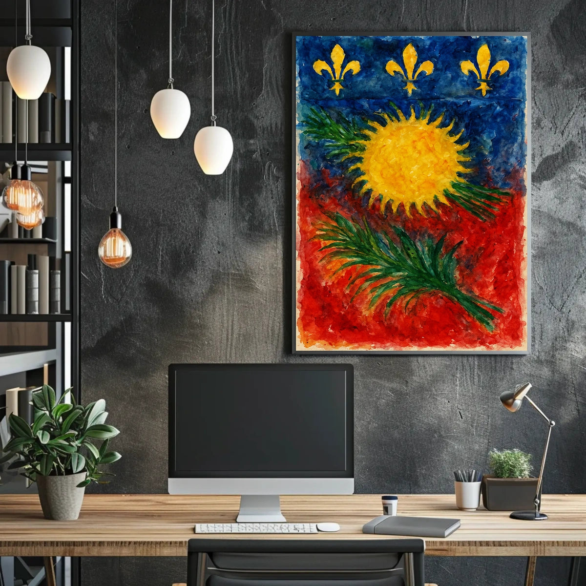 Vibrant Heraldic Sunburst Poster
