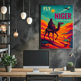 Fly Niger Wander in Color Travel Poster PosterGoat