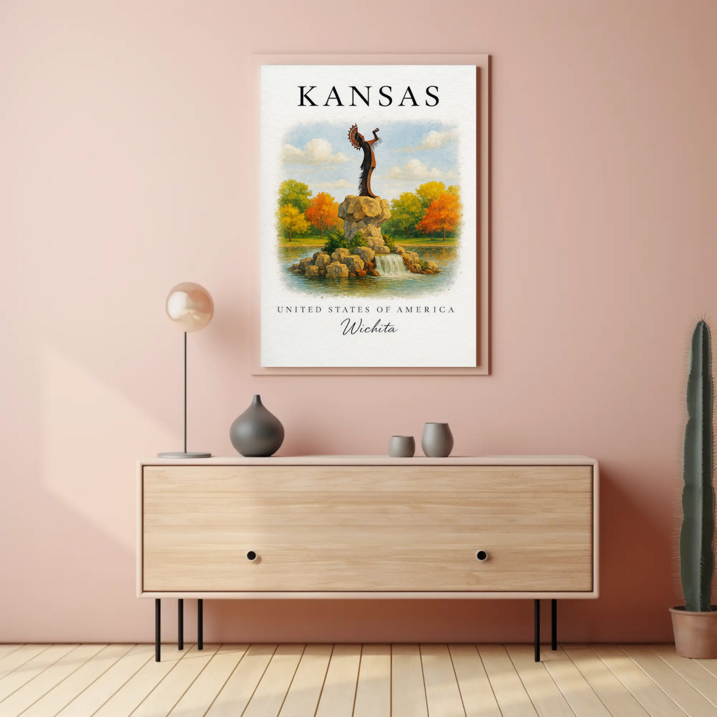 Wichita Kansas Keeper Park Autumn Waterfall Poster Poster