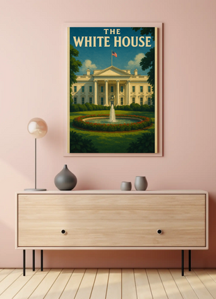 White House Vintage Travel Landmark Historical Poster
