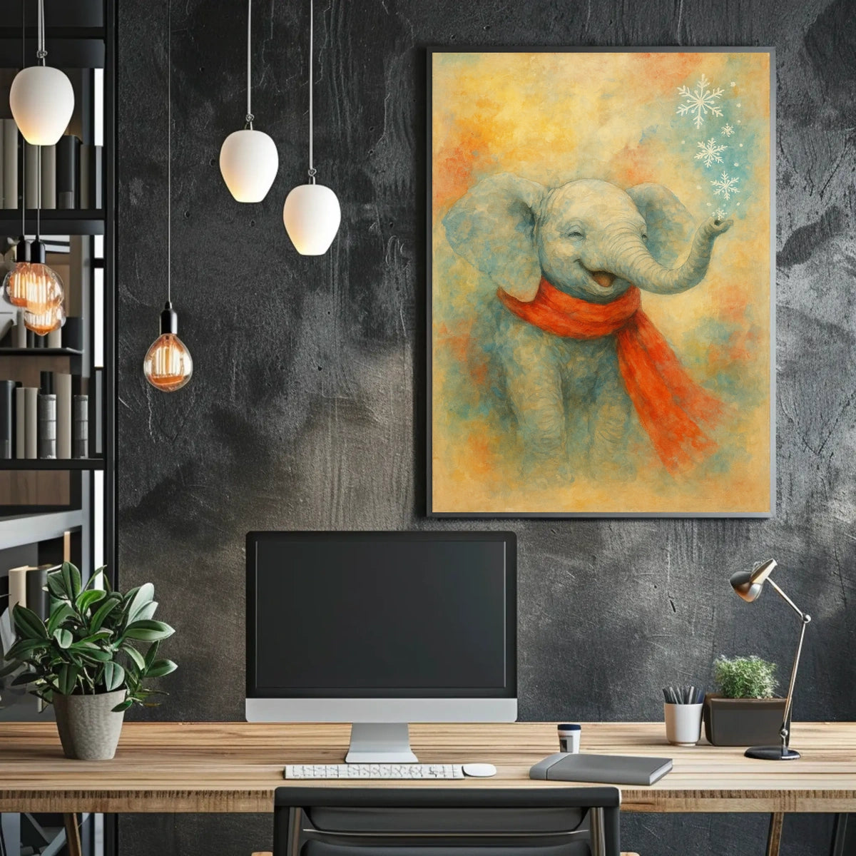 Winter Elephant Delight Poster