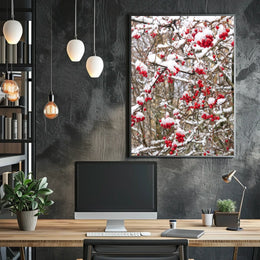 Wintry Red Berries Artwork - Abstract or Artistic Poster