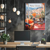 Vibrant Cityscape in Xian China Modern Travel Poster