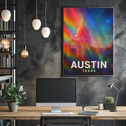 Austin Texas Vibrant Cityscape Digital Painting Pop Art Urban Skyline Travel Inspired Poster