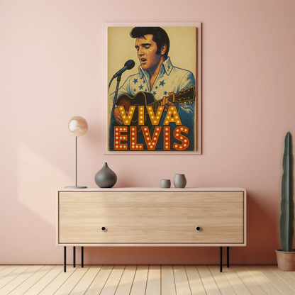 Viva Elvis Presley Retro Concert Microphone Guitar Poster