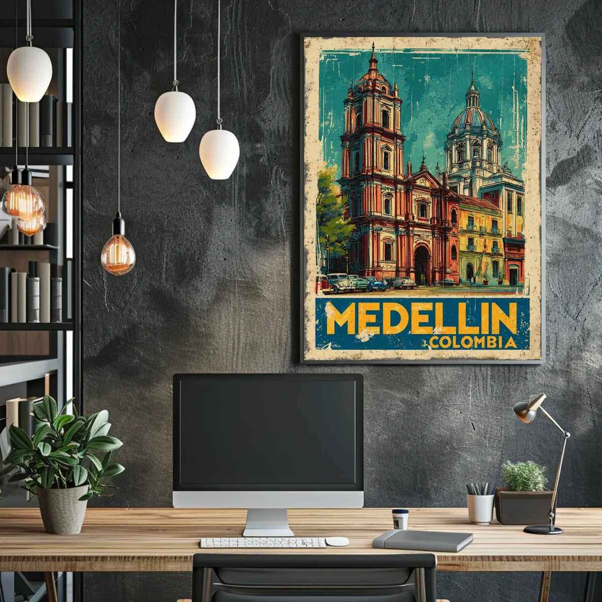 Medellín, Colombia Vintage Travel Poster
