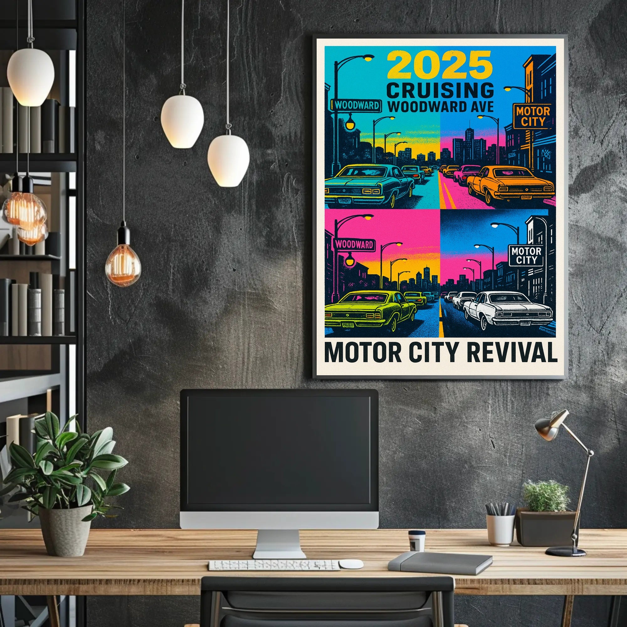 Motor City Revival Cruising Woodward Ave 2025 Poster PosterGoat