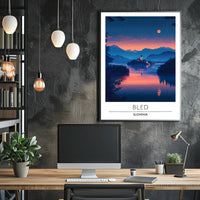 Lake Bled Serene Sunset Travel Poster