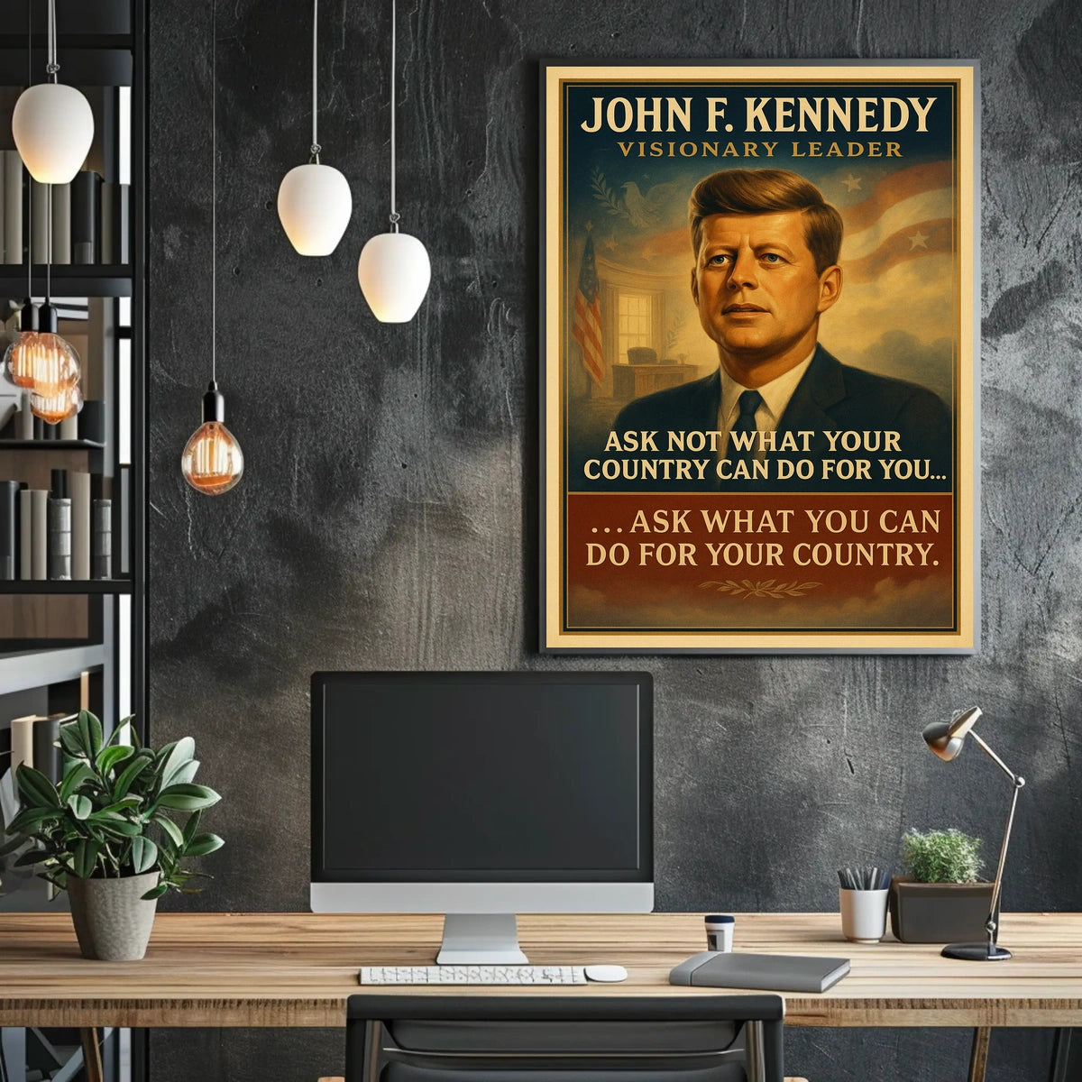 John F. Kennedy Inspirational Patriotic Poster Print