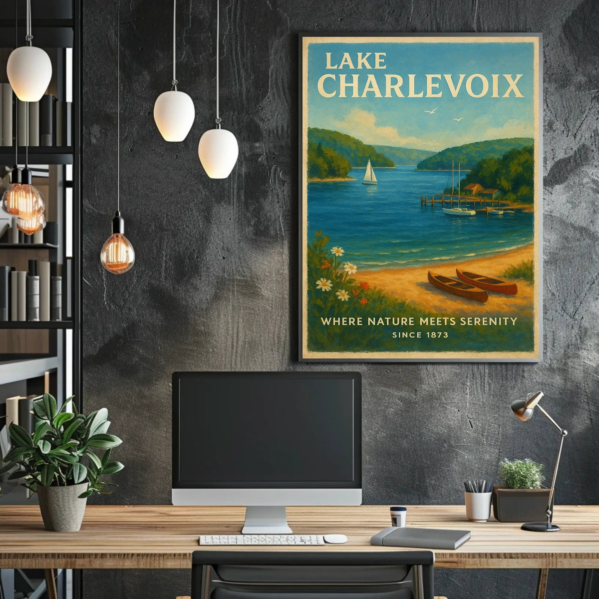 Lake Charlevoix Escape: Vintage Travel Poster