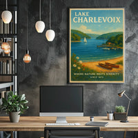 Lake Charlevoix Escape: Vintage Travel Poster