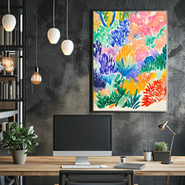 Vibrant Abstract Garden Scene Modern Art Poster
