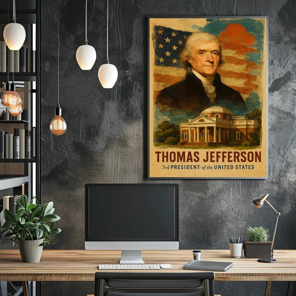 Thomas Jefferson 3rd President of the United States Layered Digital Collage Poster