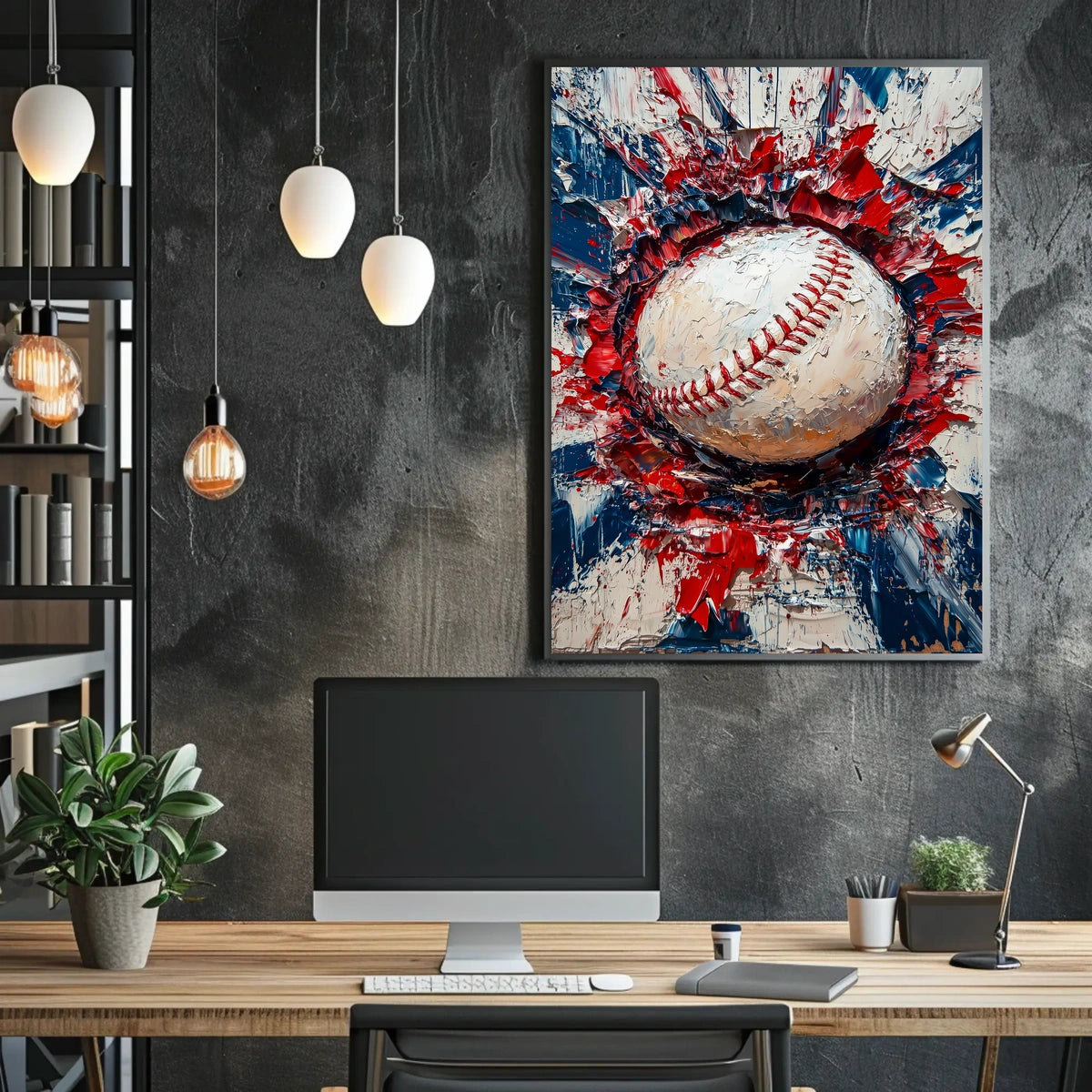 Baseball Themed Abstract Art For Sports Decor Poster