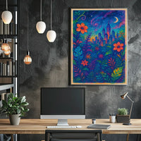 Vibrant Urban Paradise: A Surreal Cityscape and Nature Poster