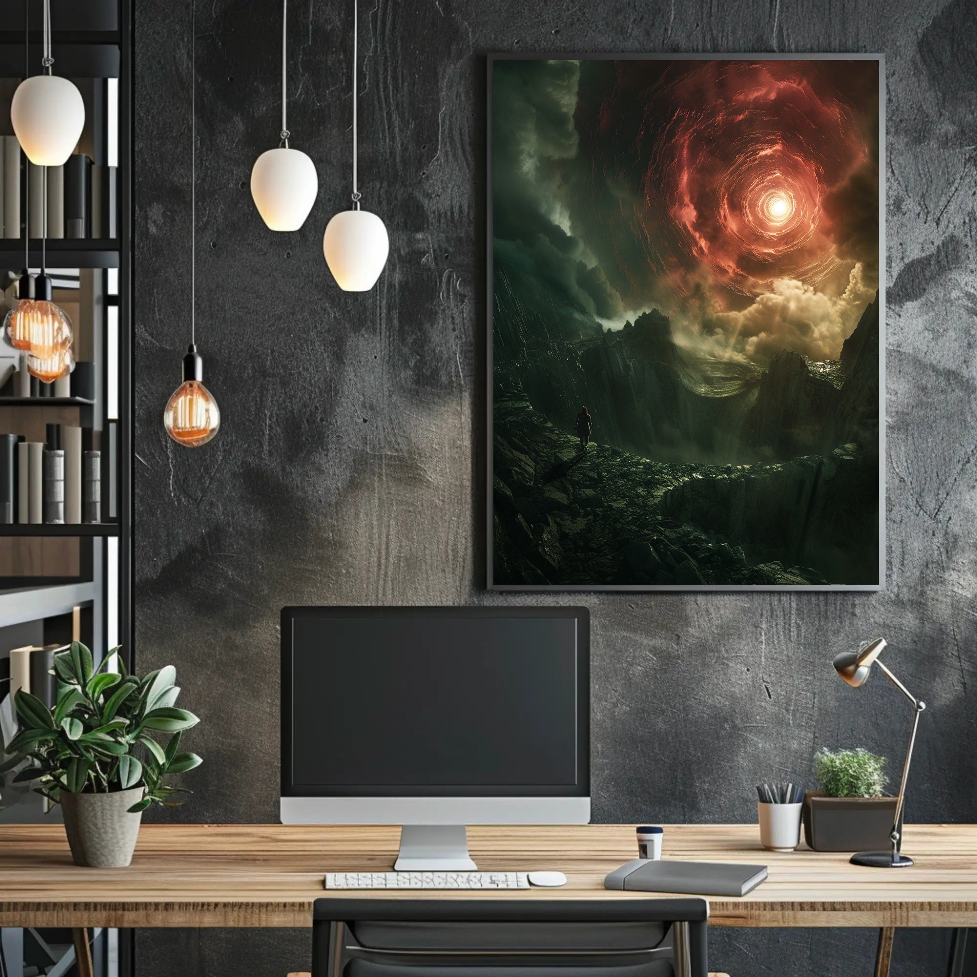 Surreal Landscape with Fiery Sky Fantasy or Mythology Poster PosterGoat