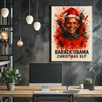 Barack Obama Christmas Elf Watercolor Presidential Poster