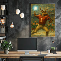 Whimsical Reindeer Holiday Sports Fantasy Vintage Poster