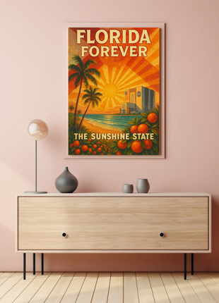 Florida's Iconic Sunshine Vintage Travel Poster