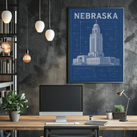 Nebraska State Capitol Blueprint Poster