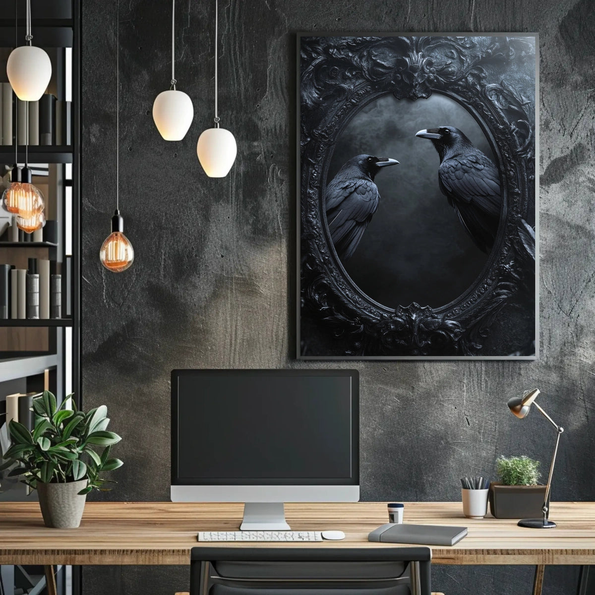 Gothic Mirror and Ravens Abstract, Artistic, or Pop Culture Poster