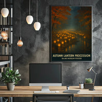 Autumn Lantern Festival Forest Cozy Impressionist Poster