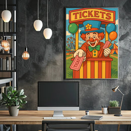 Carnival Clown Ticket Booth Poster