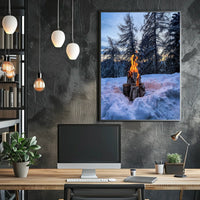 Winter Campfire In The Woods Poster