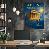 Athens Parthenon Vintage Travel Inspiring Cultural or Heritage Poster